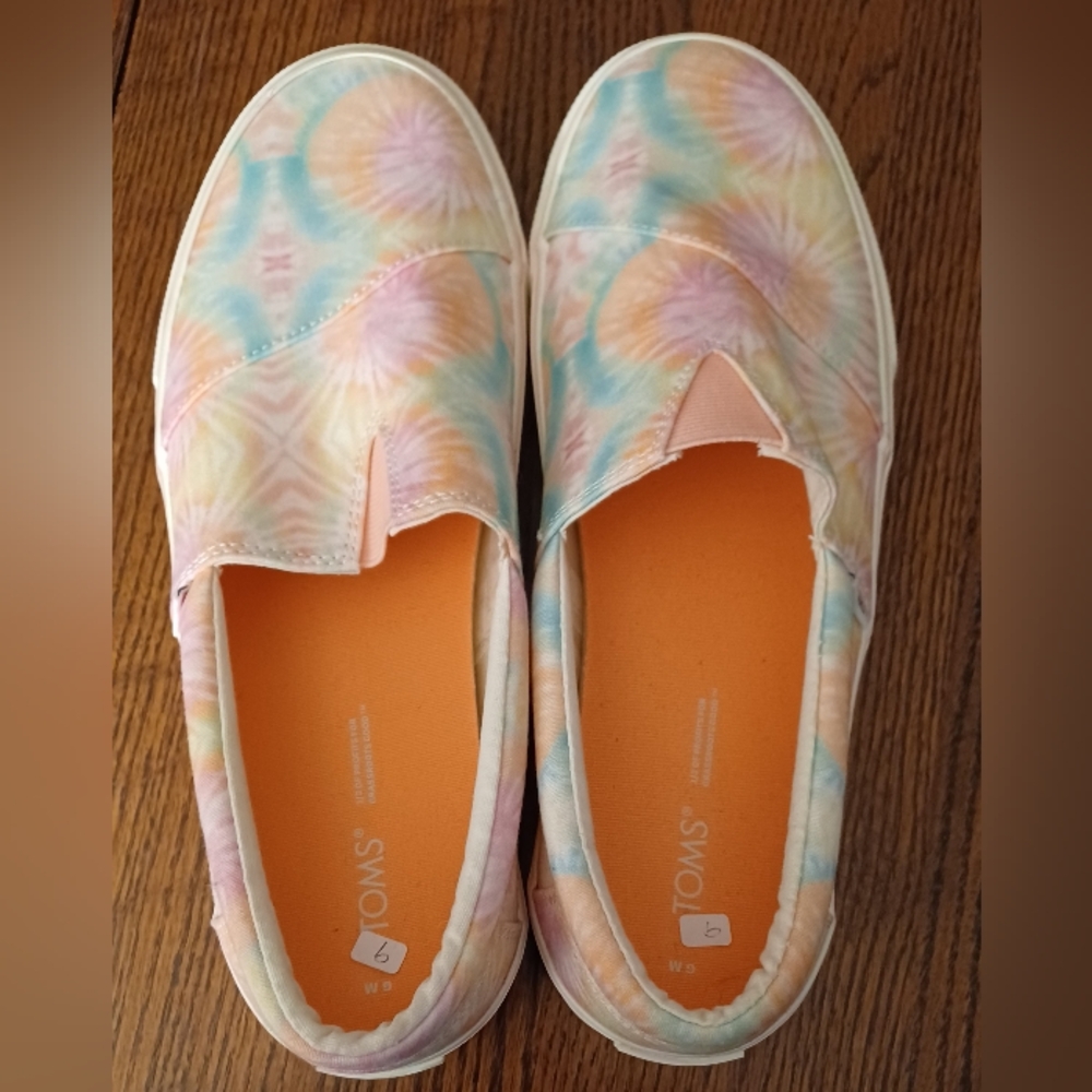Toms Alpargata Fenix Candy Pink Tie Dye Canvas Slip-ons Shoes Size 9 Casual